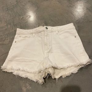 White jean shorts